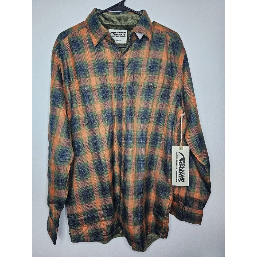 Mountain Khakis Fleece Lined Plaid Flannel Shirt Buttons Sz Mens Medium Wyoming